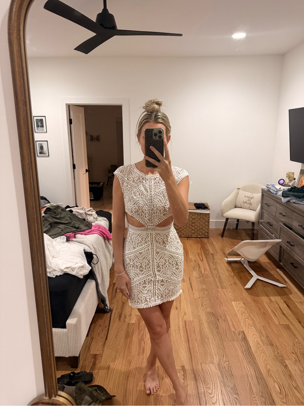 Hello Molly White Lace Cutout Mini Dress